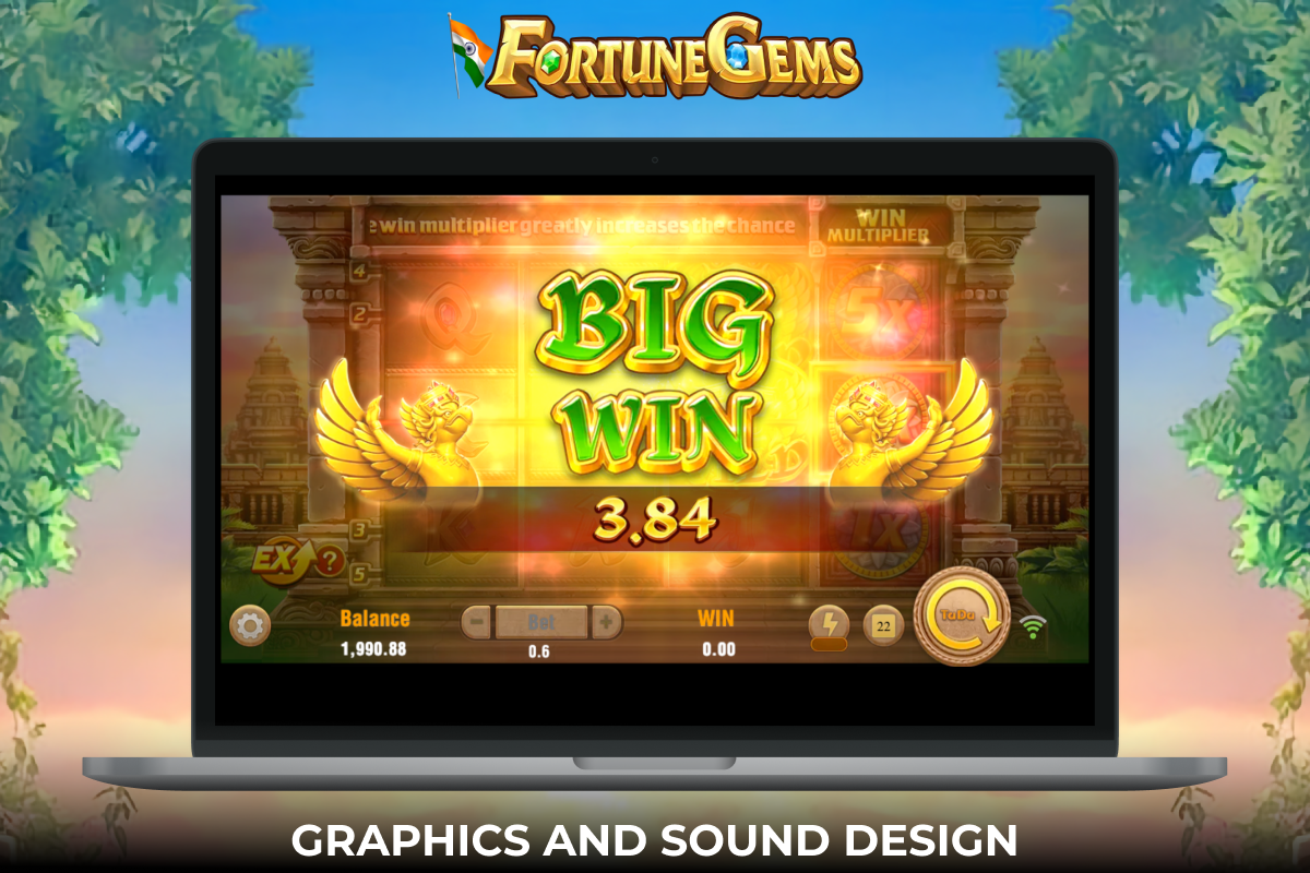 In the game Fortune Gems colorful graphics, and excellent musical accompaniment, which immerses entirely in the gameplay
