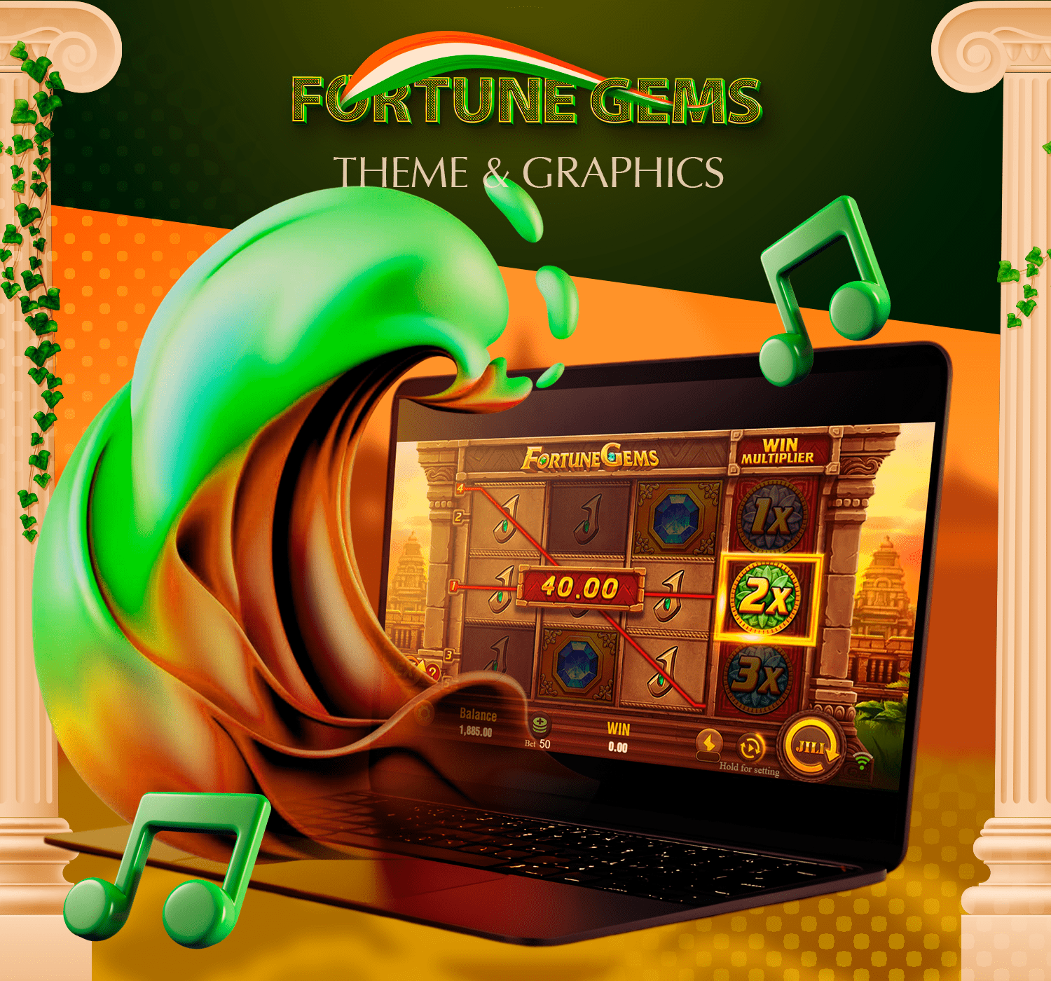 Fortune Gems game has bright graphics and great music